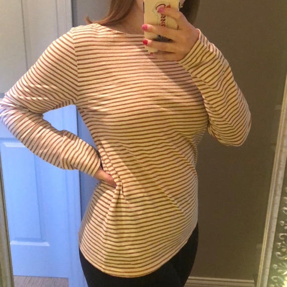 Striped long sleeve shiny cream shirt - Picture 2 of 4